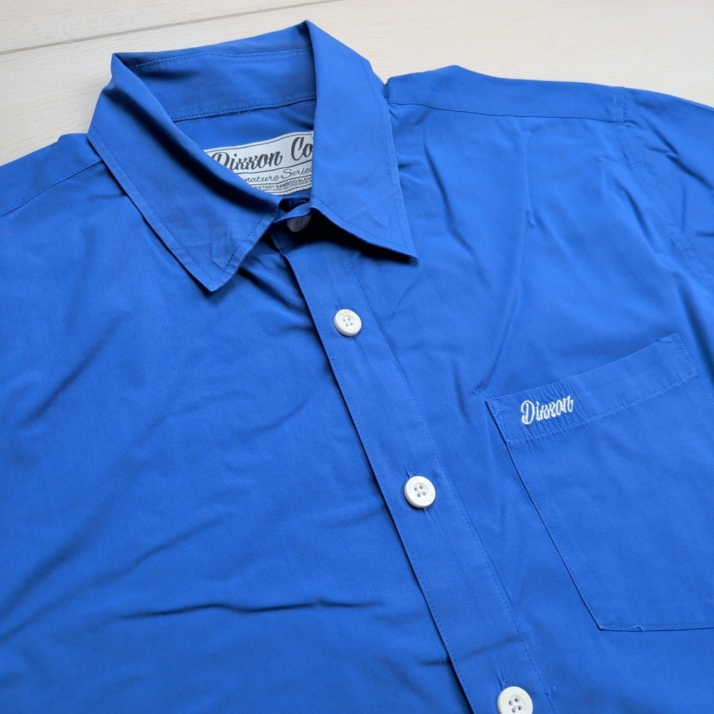 Dixxon Co Shirt Mens L Blue Bamboo Blend Signature Series Button Up D-Lux Work